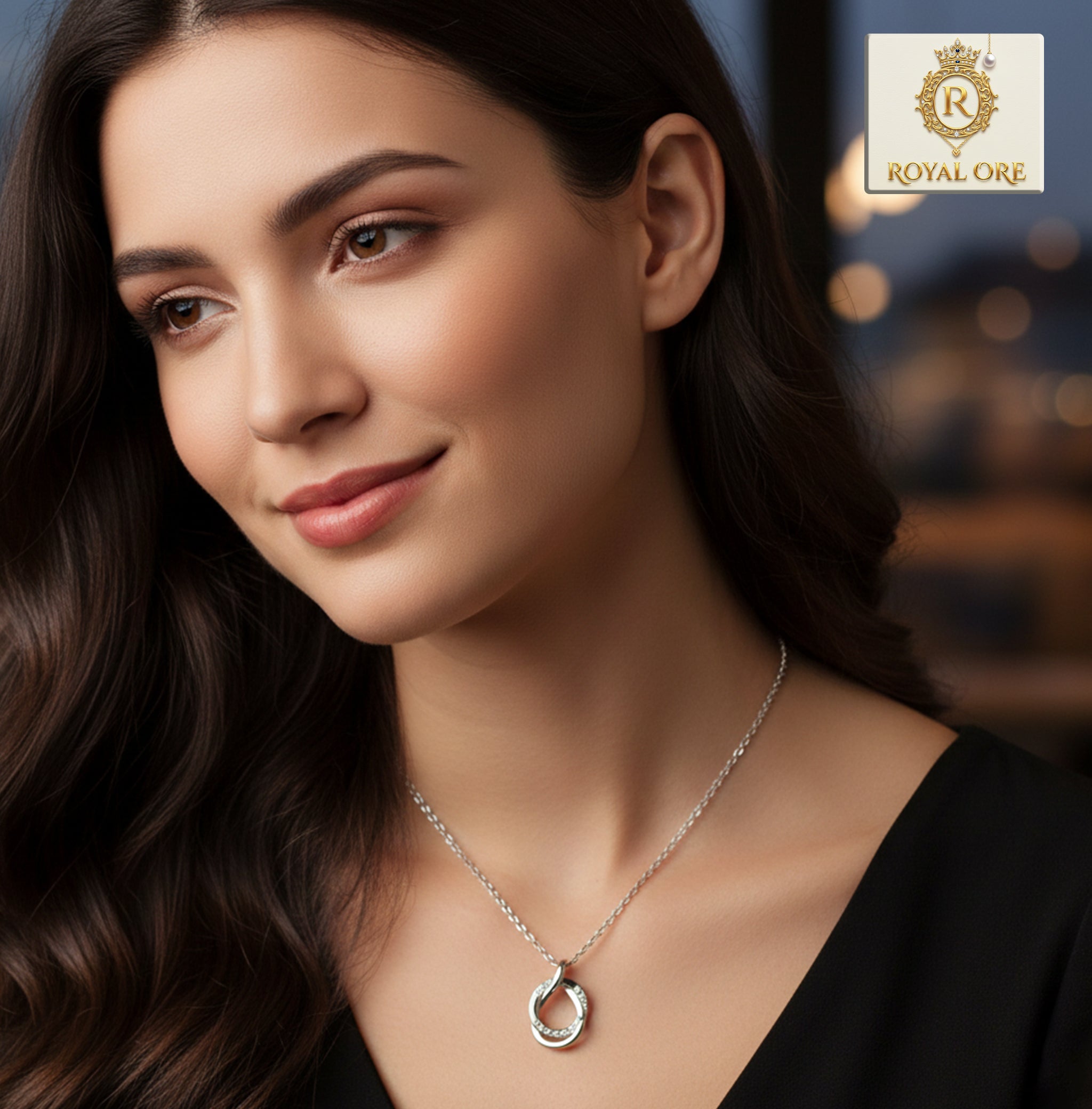 925 Sterling Silver Zircon Pendant Necklace